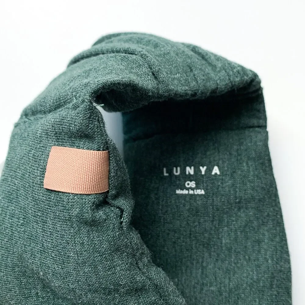 Lunya Sleep Mask Cotton Blend Green Machine Washable New NWOT